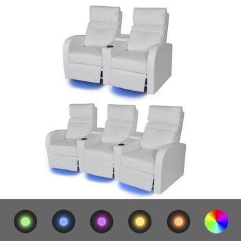 Fotele kinowe z oświetleniem LED vidaXL, białe, 2 szt. - vidaXL