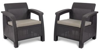 Fotele ogrodowe Corfu DUO, brązowo-taupe, 75x70x79 cm, 2 szt. - Curver