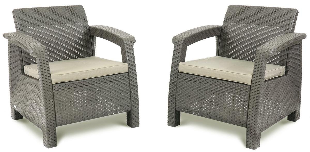 Fotele ogrodowe Corfu DUO, cappuccino, 75x70x79 cm