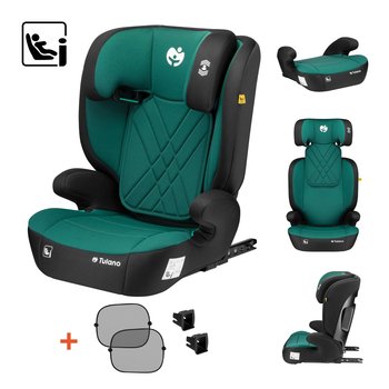 Fotelik samochodowy dla dzieci 2w1 100 -150 cm Joy 45 Green I-Size, regulowany zagłówek prowadnice ISOFIX w zestawie - Tulano