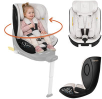 Fotelik Samochodowy i-Size 40-105 cm Lionelo Moxie Next RWF/FWF Kompatybilny z Bazą 360° SIP Regulacja Tkanina Bambusowa, Beż