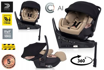 FOTELIK SAMOCHODOWY rozkładany obrotowy 360° i-Size + baza ISOFIX nosidełko CAVOE AI - Cavoe