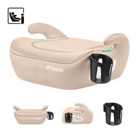 Fotelik samochodowy Tulano Cabby 20 Beige 125-150 cm I-Size, lekki 1,2 kg, Technologia Ultra Soft, uchwyt na kubek, R129, montaż pasem, Beżowy