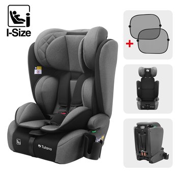 Fotelik samochodowy Tulano Zooma 25, i-Size, regulowany zagłówek, Szaro-Czarny - Tulano