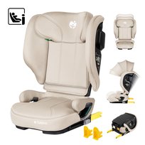 Fotelik Tulano Joy 55, 100-150 cm, i-Size ECE R129/04, montaż ISOFIX i pasem samochodowym, regulacja zagłówka 14 stopni, pianka memory, ochrona boczna SIP GuardFix, daszek, Beżowy