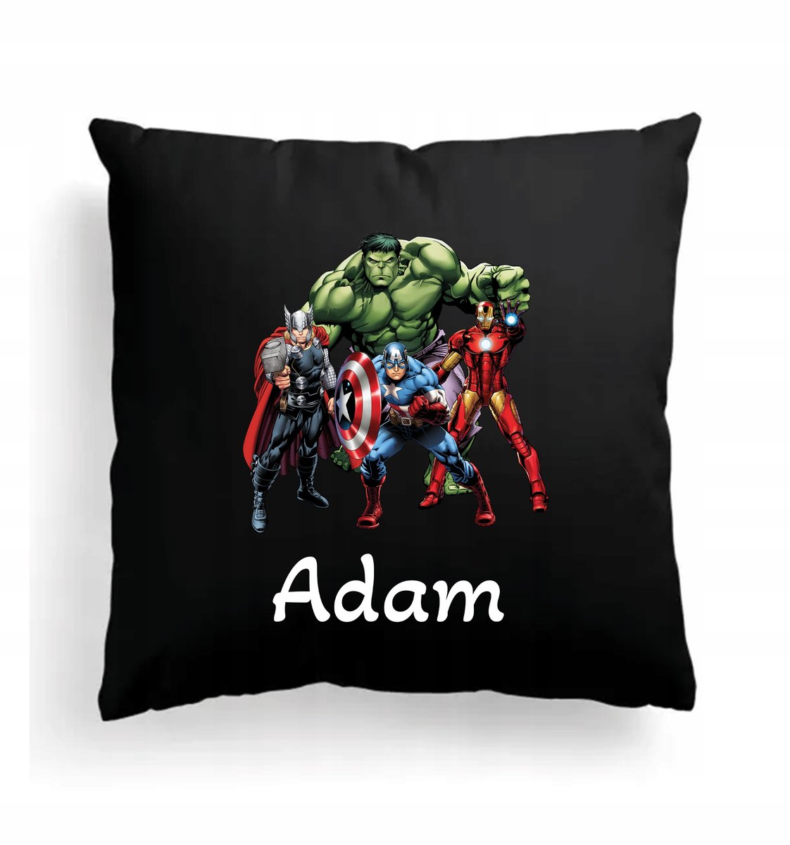 Foto Poduszka Czarna AVENGERS HULK IRON MAN + Imię - Atram | Sklep ...
