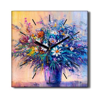Foto zegar na płótnie Kwiaty malarstwo 30x30 cm, Coloray - Coloray