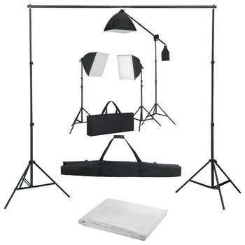 Fotograficzny zestaw studyjny z lampami softbox i tłem - VidaXL