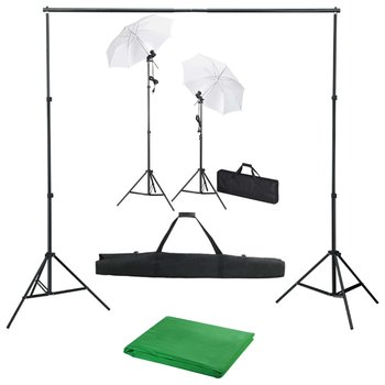 Fotograficzny zestaw studyjny z tłem, lampami i parasolkami - VidaXL