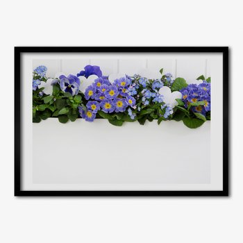 FotoObraz ścienny z ramką TULUP TULUP Niebieskie kwiaty 70x50 cm - Tulup