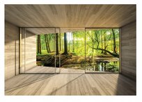 Fototapeta 3D OKNO Z WIDOKIEM Las Natura Tapeta Na Flizelinie Do Sypialni Salonu Na ścianę 368x254