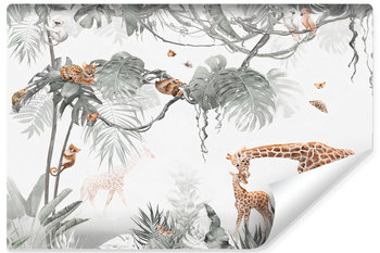 Fototapeta Dla Dzieci ŻYRAFY Zwierzęta Las Dżungla Mgła Abstrakcja 270cm x 180cm - Muralo
