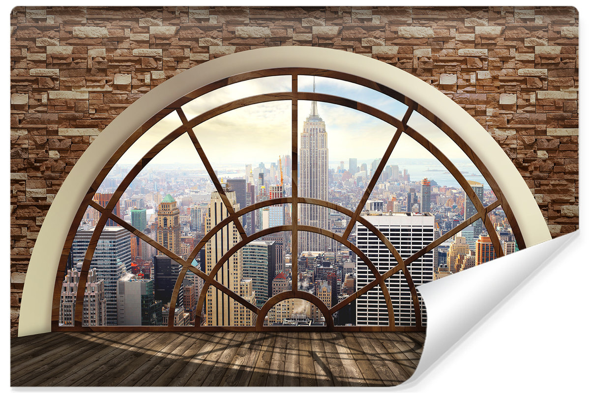 Fototapeta Do Biura NOWY JORK Widok Z Okna Ceg y Efekt 3D 180cm X 120cm fototapeta-do-biura-nowy-jork-widok-z-okna-ceg-y-efekt-3d-180cm-x-120cm