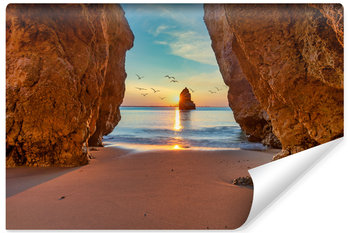 Fototapeta Do Salonu Skały Na Plaży Ocean Pejzaż Efekt 3D 90cm x 60cm - Muralo