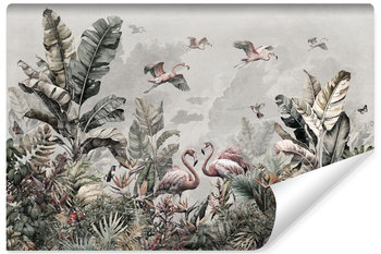 Fototapeta Do Sypialni DŻUNGLA Flamingi Palmy Bananowe Liście Natura 270cm x 180cm - Muralo