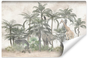 Fototapeta Dziecięca DZIKIE Zwierzęta Dżungla Beton Abstrakcja 270cm x 180cm - Muralo