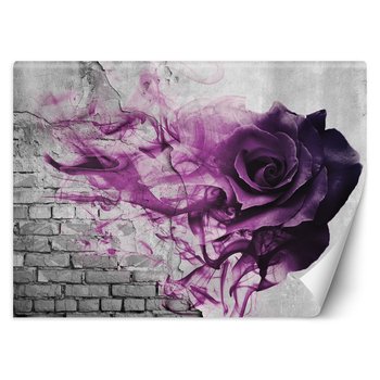 Fototapeta FEEBY, 3D Mur Cegła Fioletowa Róża 254x184 - Feeby