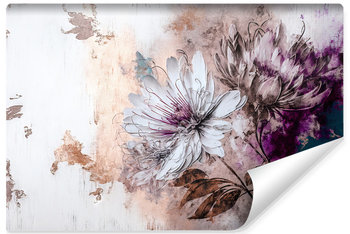Fototapeta Flizelinowa Do Salonu Białe Kwiaty Abstrakcja sztuka 405cm X 270cm - Muralo