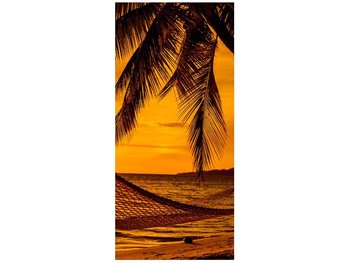 Fototapeta Hamak na plaży o zachodzie słońca, 95x205 cm - Oobrazy