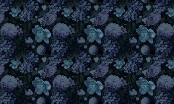 Fototapeta HOMEPRINT Niebieskie kwiaty 300x250 cm Vinyl Canvas - HOMEPRINT