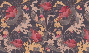 Fototapeta HOMEPRINT Orientalne kwiaty 300x250 cm Vinyl Leather - HOMEPRINT