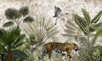 Fototapeta HOMEPRINT Tygrys w dżungli 499x300 cm Vinyl Stone - HOMEPRINT