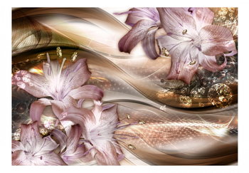 Fototapeta, Lilie na fali (brązowy), 100x70 cm - DecoNest