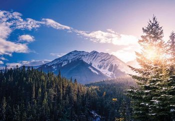 Fototapeta NICE WALL Góry Skaliste Kanada, niebiesk-zielona, 366x254 cm - Nice Wall