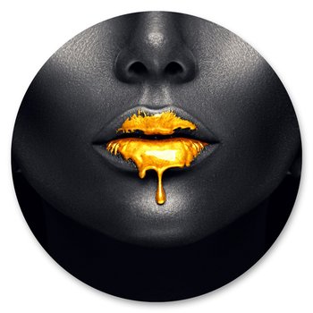 Fototapeta Okrągła Złote Usta Abstrakcja Kobieta Makijaż 100Cm X 100Cm - Muralo