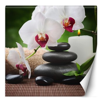 Fototapeta Orchidea, świeczka i kamienie zen w SPA 300x300 - Feeby