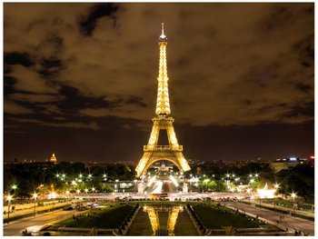 Fototapeta, Paryż Wieża Eiffla - zdjęcie nocą, 2 elementy, 200x150 cm - Oobrazy