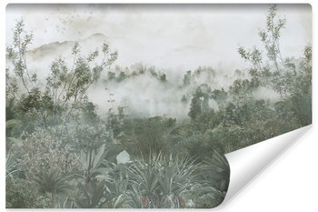 Fototapeta PEJZAŻ Tropikalny Las We Mgle Rośliny Kwiaty Ptaki 180cm x 120cm - Muralo