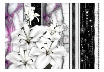 Fototapeta, Płaczące lilie na fioletowym marmurze, 100x70 cm - DecoNest