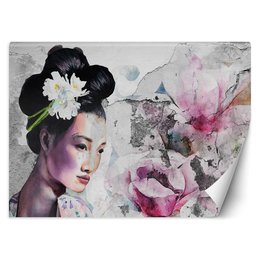 Fototapeta Portret gejszy na starej ścianie 368x254-Zdjęcie-0