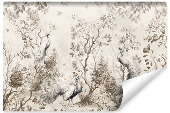 Fototapeta Ścienna PAWIE Ptaki Natura Drzewa Rośliny Styl Vintage 135cm x 90cm - Muralo