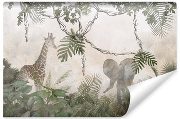 Fototapeta Ścienna ROŚLINY Tropikalne Słoń Żyrafa 270cm x 180cm - Muralo