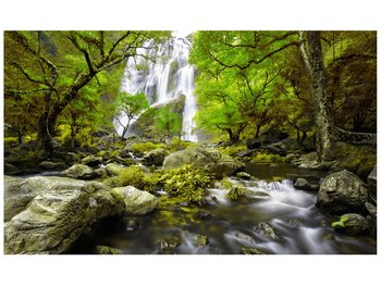 Fototapeta, Wodospad w zieleni, 8 elementów, 412x248 cm - Oobrazy