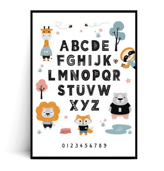 Fox Art Studio, Plakat, Alfabet, Zwierzaki,  wymiary 21x29,7 cm - FOX ART STUDIO