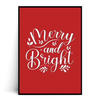 Fox Art Studio, Plakat Merry and Bright,  wymiary 21x29,7 cm - FOX ART STUDIO