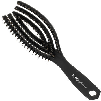 Fox, Flex Brush, Szczotka rozczesywania włosów z naturalnym włosiem dzika Nylon Boar Black Mat - Fox