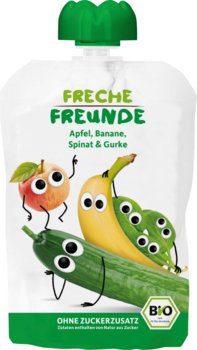 Freche Freunde BIO Mus z Jabłek Bananów Szpinaku i Ogórka - Freche Freunde