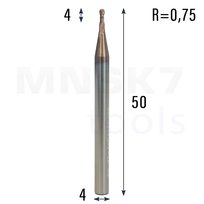 Frez kulowy CNC 55° F2 4*R0.75*4*50  (HUHAO)