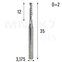 Frez spiralny CNC 1F 3.175*2.0*12*35 (HUHAO)