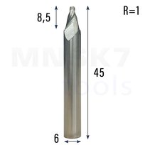 Frez spiralny stozkowo kulowy CNC 6*R1*45 30° (HUHAO)