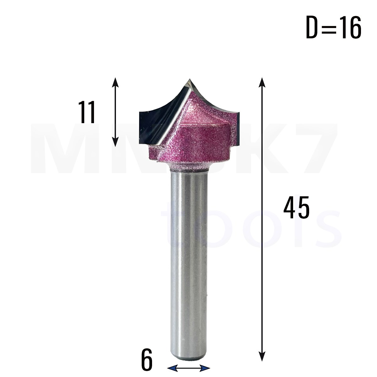 Frez z rowkiem typu V do drewna | trzpień 6 mm | fi 16 x 11 | VHM | CNC ...