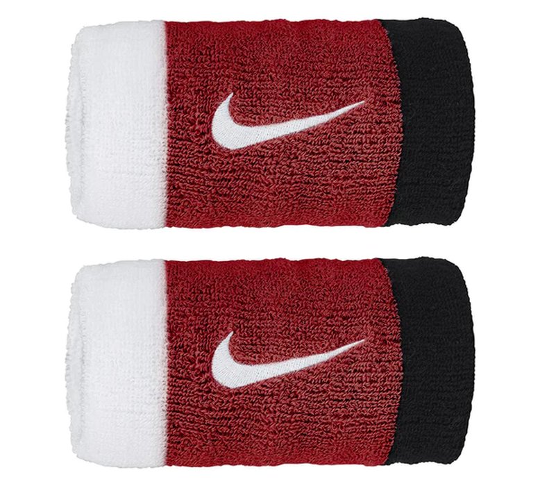 Zdjęcia - Pozostałe artykuły sportowe Nike Frotka Na Rękę  Swoosh Doublewide Wirstbands White/Red/Black 