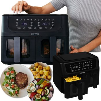 Frytkownica Bezolejowa Podwójna 9L Air Fryer 1700W Szufladax2 Beztłuszczowa - Zeegma