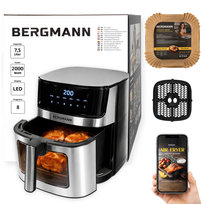 Frytkownica beztłuszczowa airfryer frytownica BERGMANN YO 1 komora 7,5l 2000W 8 programów Bergmann