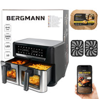 Frytkownica beztłuszczowa airfryer frytownica BERGMANN YO 2 komory poziome 6l+6L 2800W 10 programów Bergmann