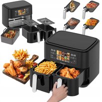 Frytownica beztłuszczowa 9L TurboTronic AIR Fryer 2x4.5L dwie komory metalowe wnętrze 2200w Czarna